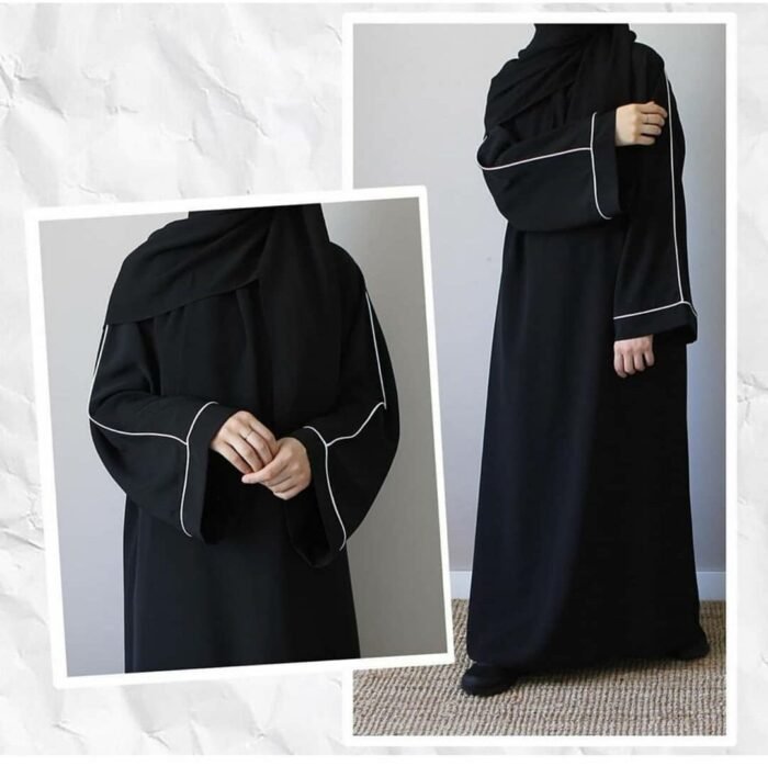 ABAYA WITH WHITE PIPIPING